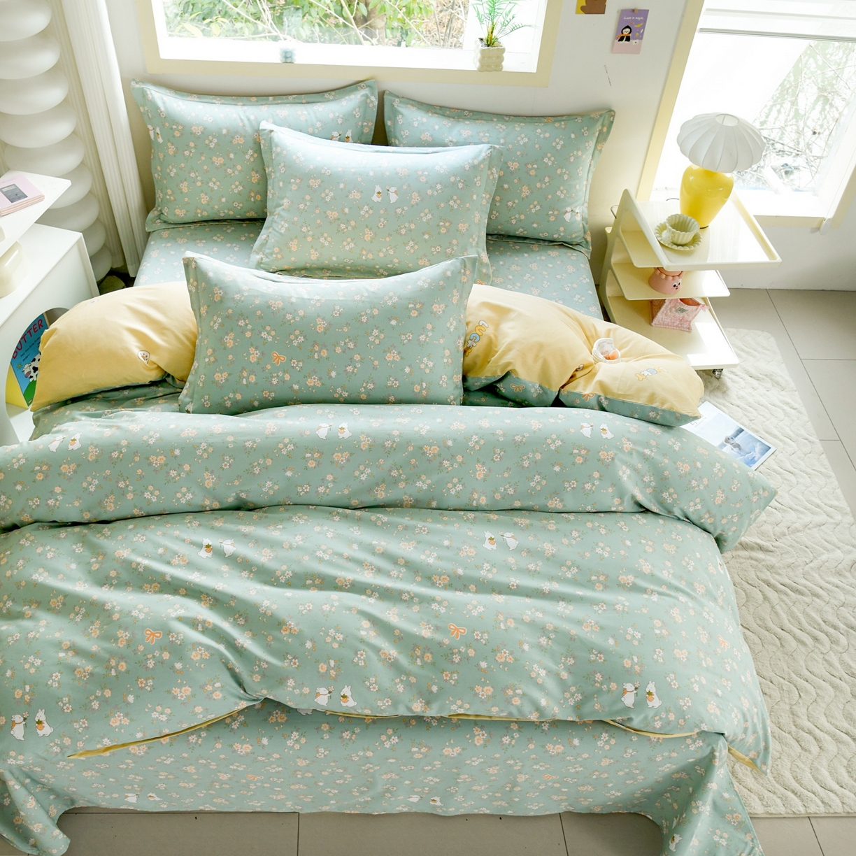 91家纺网 家纺一手货源 找家纺 缘舒家纺 2026新款全棉纯棉印花单被套被套单件 花间兔