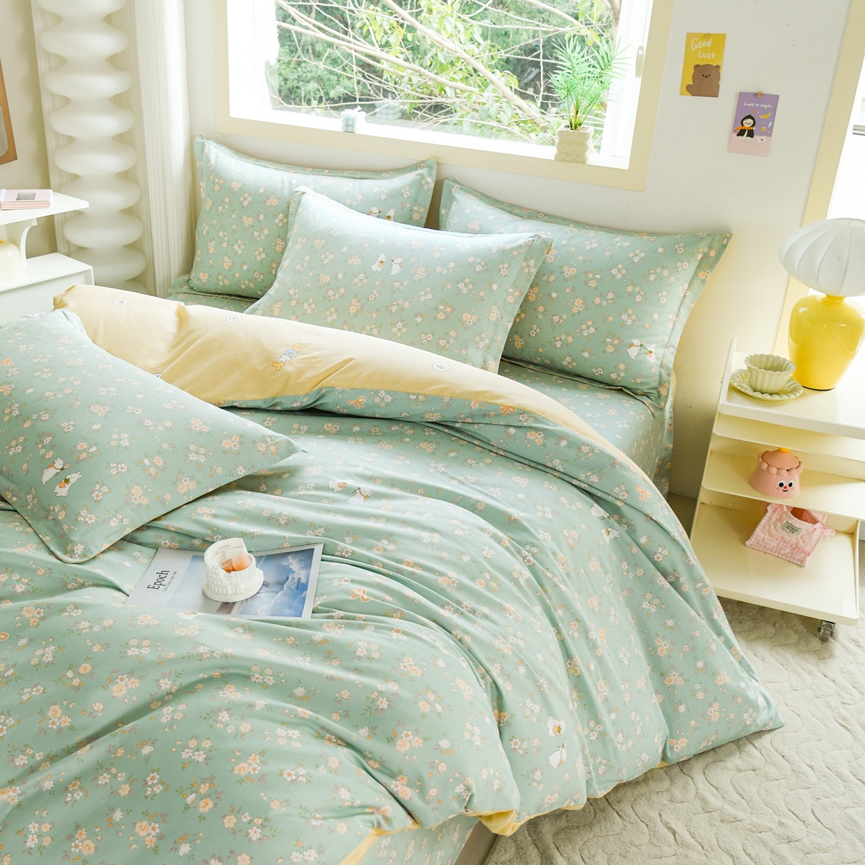 91家纺网 家纺一手货源 找家纺 缘舒家纺 2026新款全棉纯棉印花单被套被套单件 花间兔