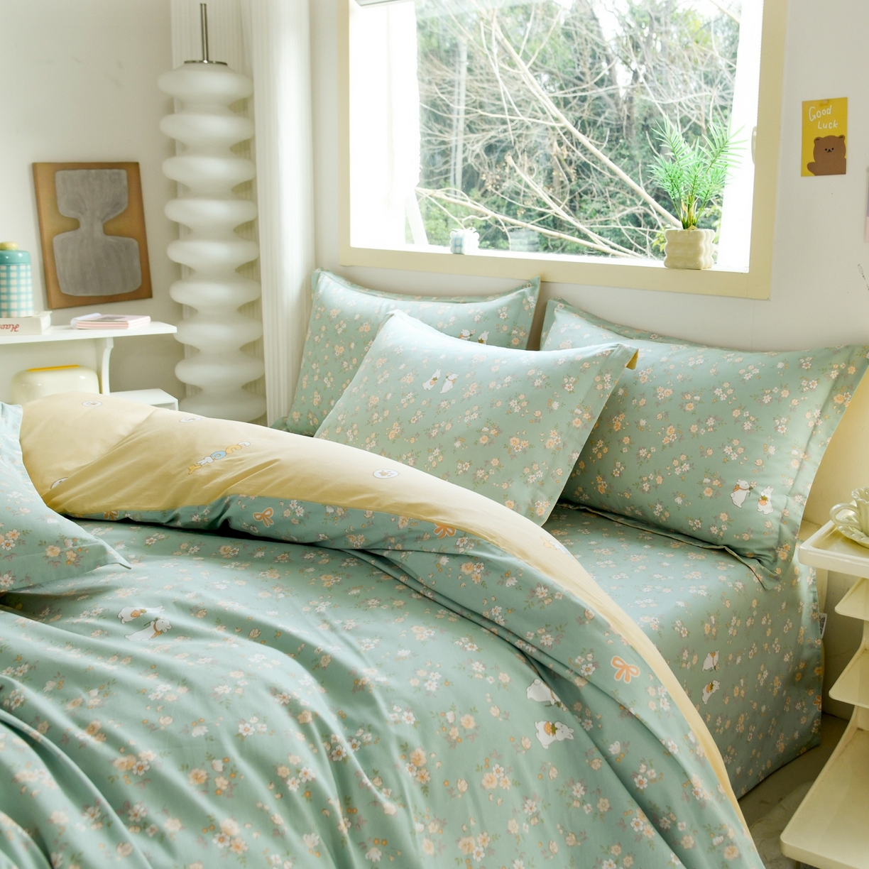 91家纺网 家纺一手货源 找家纺 缘舒家纺 2026新款全棉纯棉印花单被套被套单件 花间兔