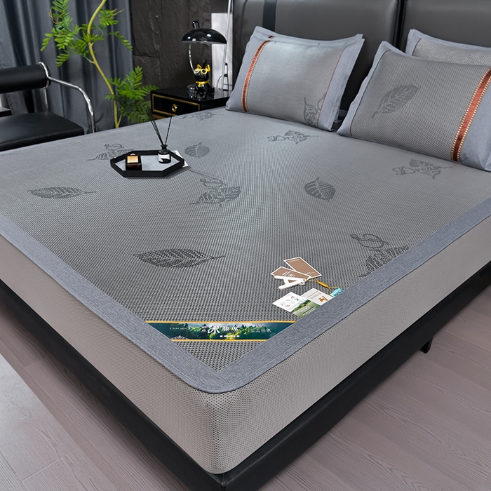 91家纺网 家纺一手货源 找家纺 小牛席业 202新款加厚款-叶语冰藤席系列（床笠款）凉席藤席冰藤席冰丝席竹席草席空调席乳胶席豆豆席 加厚款-叶语冰藤席系列床笠款-黑咖