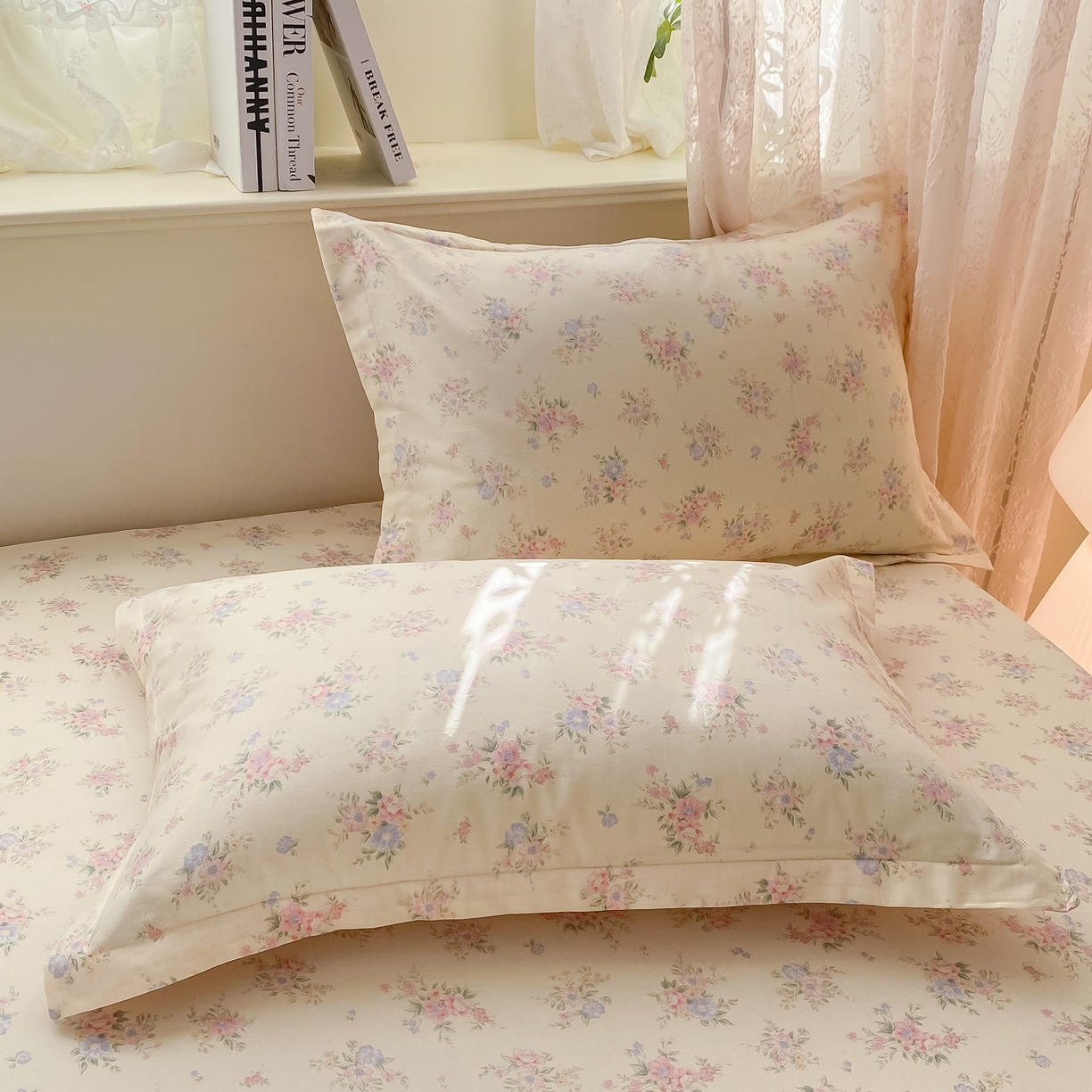 91家纺网 家纺一手货源 找家纺 女子家纺 2026新款全棉纯棉印花小清新系列单床笠单品床笠床笠单件 欧风花影