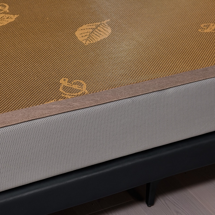 91家纺网 家纺一手货源 找家纺 小牛席业 202新款加厚款-叶语冰藤席系列（床笠款）凉席藤席冰藤席冰丝席竹席草席空调席乳胶席豆豆席 加厚款-叶语冰藤席系列床笠款-咖色