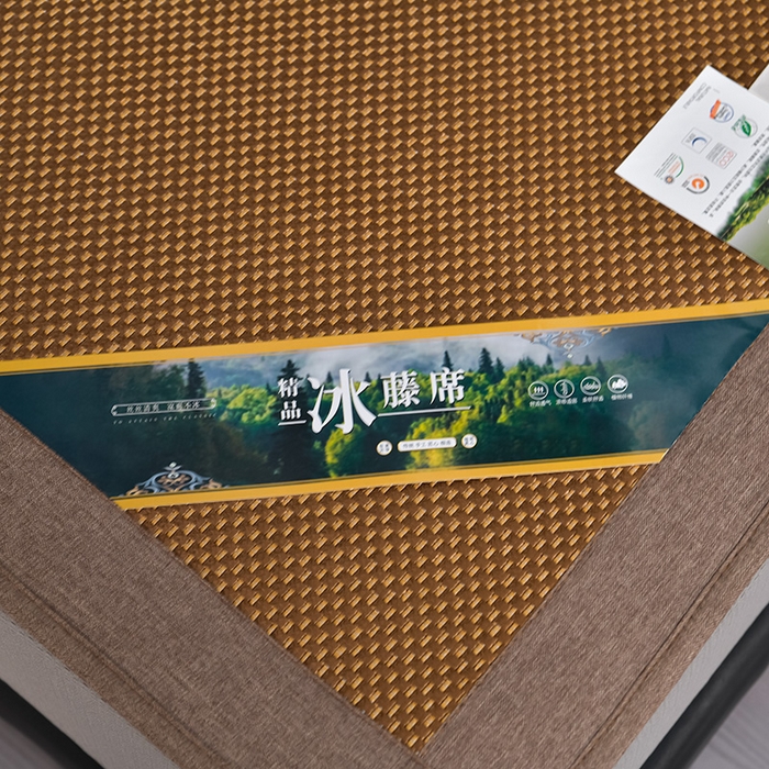 91家纺网 家纺一手货源 找家纺 小牛席业 202新款加厚款-叶语冰藤席系列（床笠款）凉席藤席冰藤席冰丝席竹席草席空调席乳胶席豆豆席 加厚款-叶语冰藤席系列床笠款-咖色
