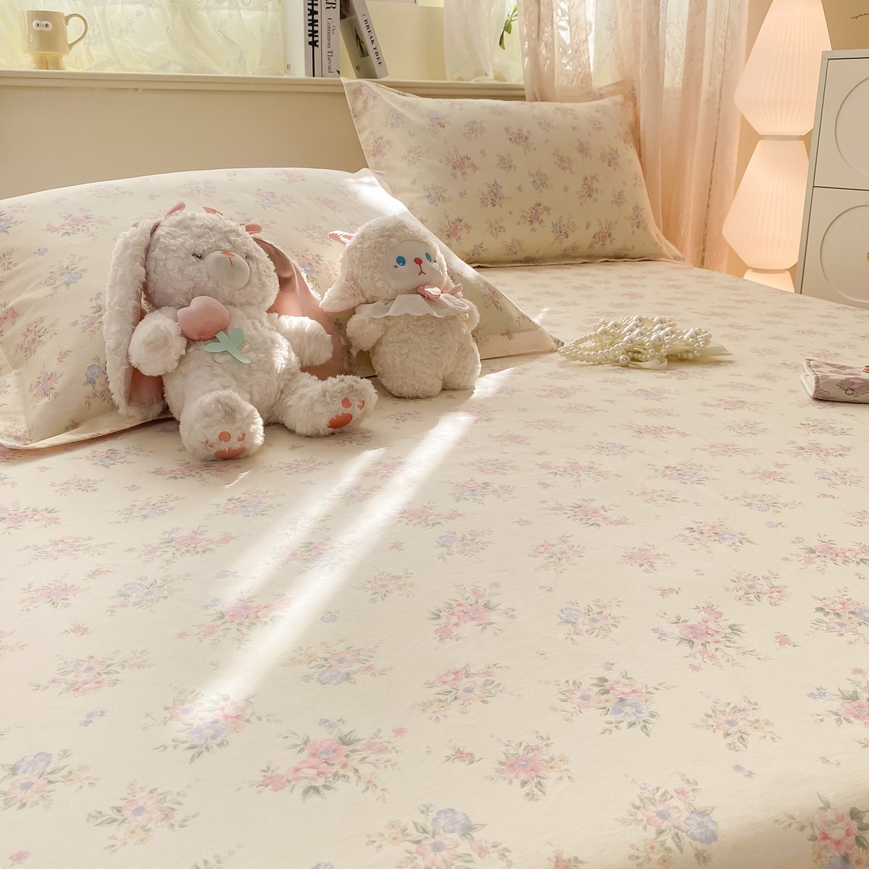 91家纺网 家纺一手货源 找家纺 女子家纺 2026新款全棉纯棉印花小清新系列单床笠单品床笠床笠单件 欧风花影