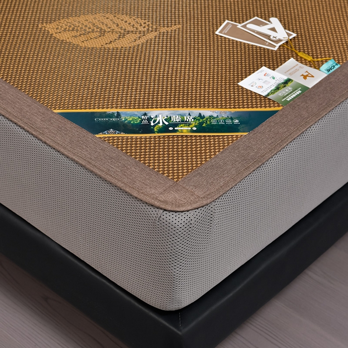 91家纺网 家纺一手货源 找家纺 小牛席业 202新款加厚款-叶语冰藤席系列（床笠款）凉席藤席冰藤席冰丝席竹席草席空调席乳胶席豆豆席 加厚款-叶语冰藤席系列床笠款-咖色