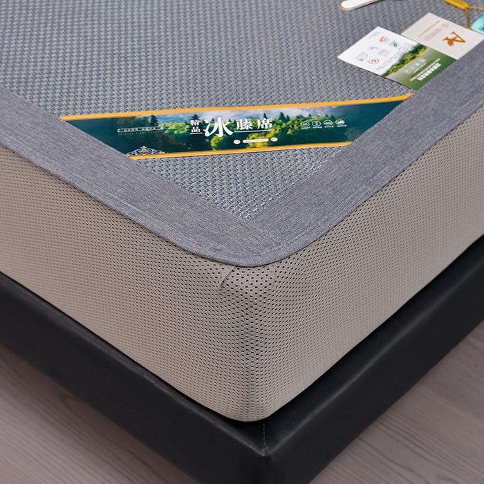 91家纺网 家纺一手货源 找家纺 小牛席业 202新款加厚款-叶语冰藤席系列（床笠款）凉席藤席冰藤席冰丝席竹席草席空调席乳胶席豆豆席 加厚款-叶语冰藤席系列床笠款-蓝色