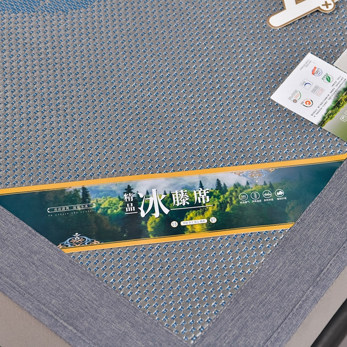 91家纺网 家纺一手货源 找家纺 小牛席业 202新款加厚款-叶语冰藤席系列（床笠款）凉席藤席冰藤席冰丝席竹席草席空调席乳胶席豆豆席 加厚款-叶语冰藤席系列床笠款-蓝色