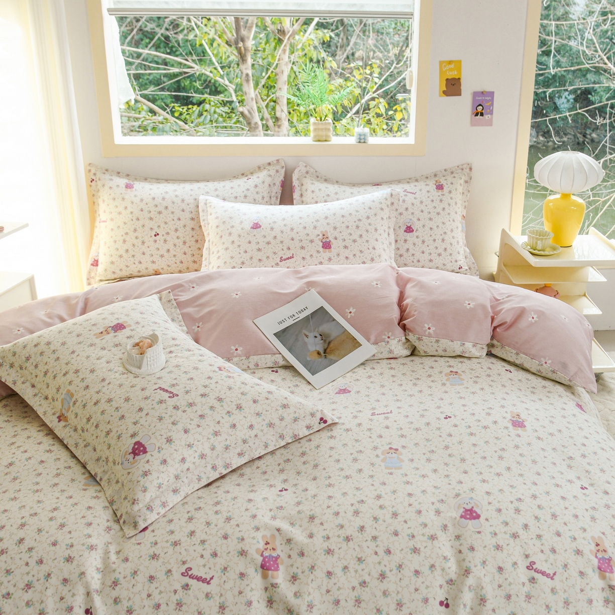 91家纺网 家纺一手货源 找家纺 缘舒家纺 2026新款全棉纯棉印花单被套被套单件 花寻觅兔-卡通类