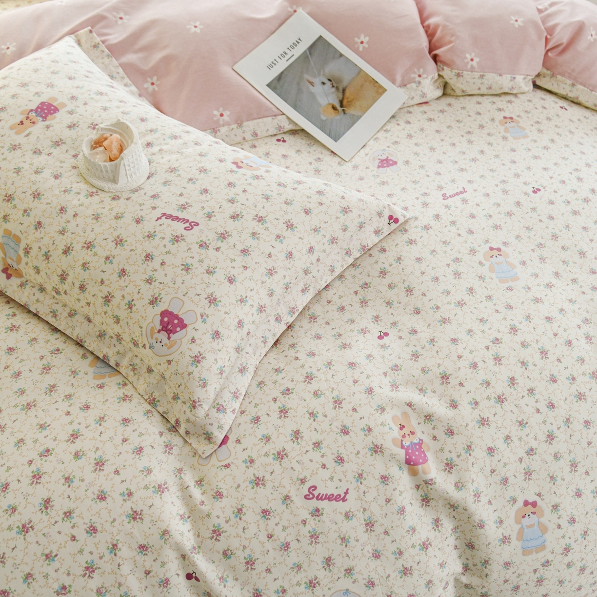 91家纺网 家纺一手货源 找家纺 缘舒家纺 2026新款全棉纯棉印花单被套被套单件 花寻觅兔-卡通类
