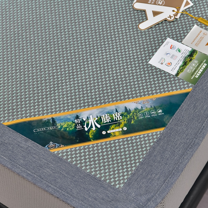 91家纺网 家纺一手货源 找家纺 小牛席业 202新款加厚款-叶语冰藤席系列（床笠款）凉席藤席冰藤席冰丝席竹席草席空调席乳胶席豆豆席 加厚款-叶语冰藤席系列床笠款-绿色