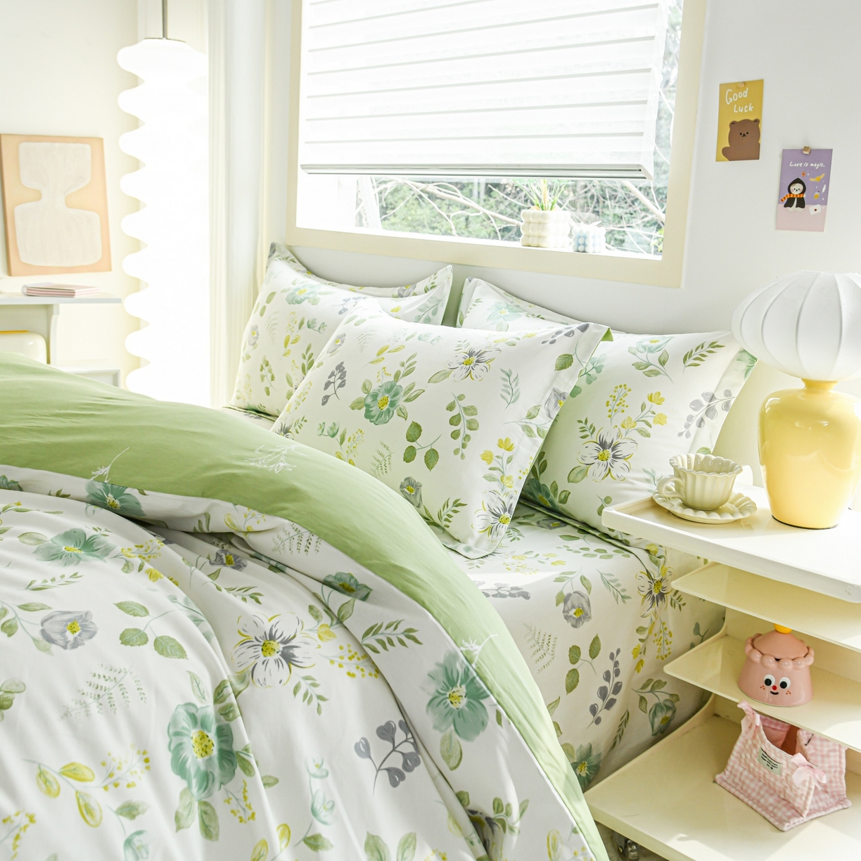 91家纺网 家纺一手货源 找家纺 缘舒家纺 2026新款全棉纯棉印花单被套被套单件 花韵花香-绿