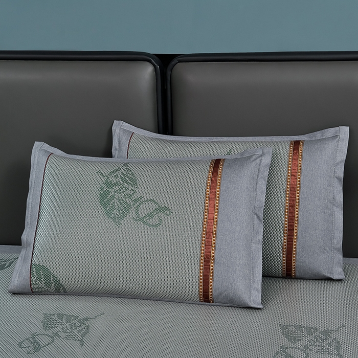 91家纺网 家纺一手货源 找家纺 小牛席业 202新款加厚款-叶语冰藤席系列（床笠款）凉席藤席冰藤席冰丝席竹席草席空调席乳胶席豆豆席 加厚款-叶语冰藤席系列床笠款-墨绿