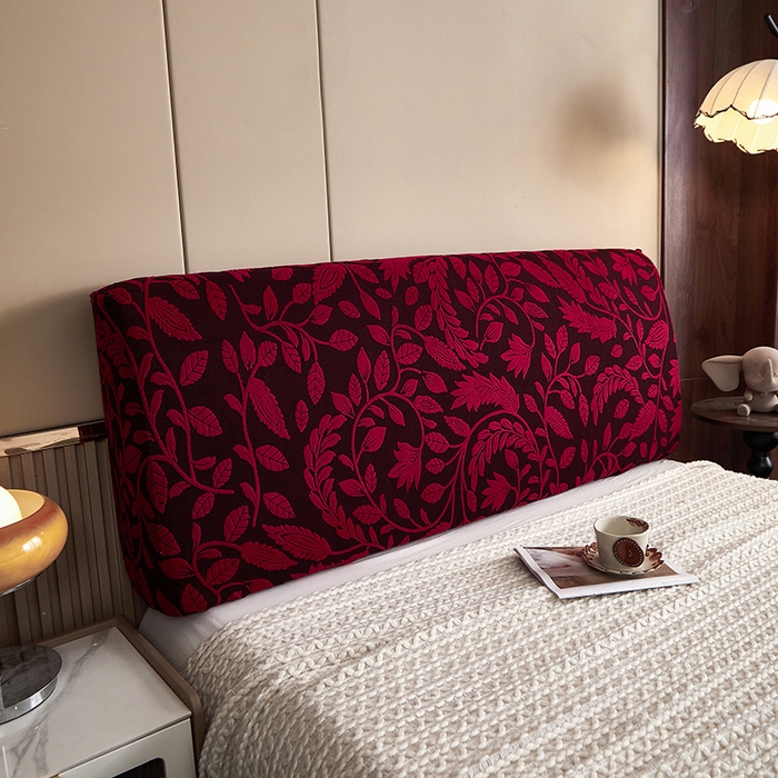 91家纺网 家纺一手货源 找家纺 逐日沙发套 2026新款提花系列-床头罩 素奢柳韵-大气红