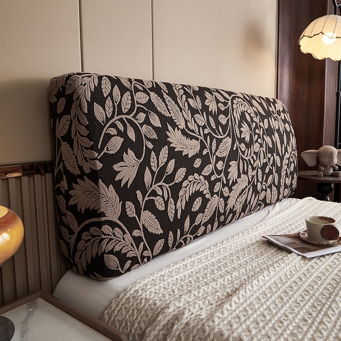 91家纺网 家纺一手货源 找家纺 逐日沙发套 2026新款提花系列-床头罩 素奢柳韵-卡其色