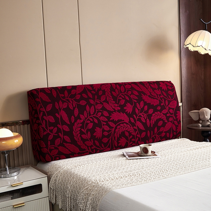 91家纺网 家纺一手货源 找家纺 逐日沙发套 2026新款提花系列-床头罩 素奢柳韵-大气红