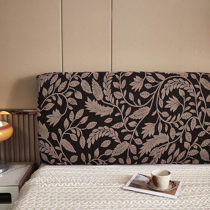 91家纺网 家纺一手货源 找家纺 逐日沙发套 2026新款提花系列-床头罩 素奢柳韵-卡其色