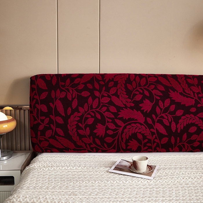 91家纺网 家纺一手货源 找家纺 逐日沙发套 2026新款提花系列-床头罩 素奢柳韵-大气红