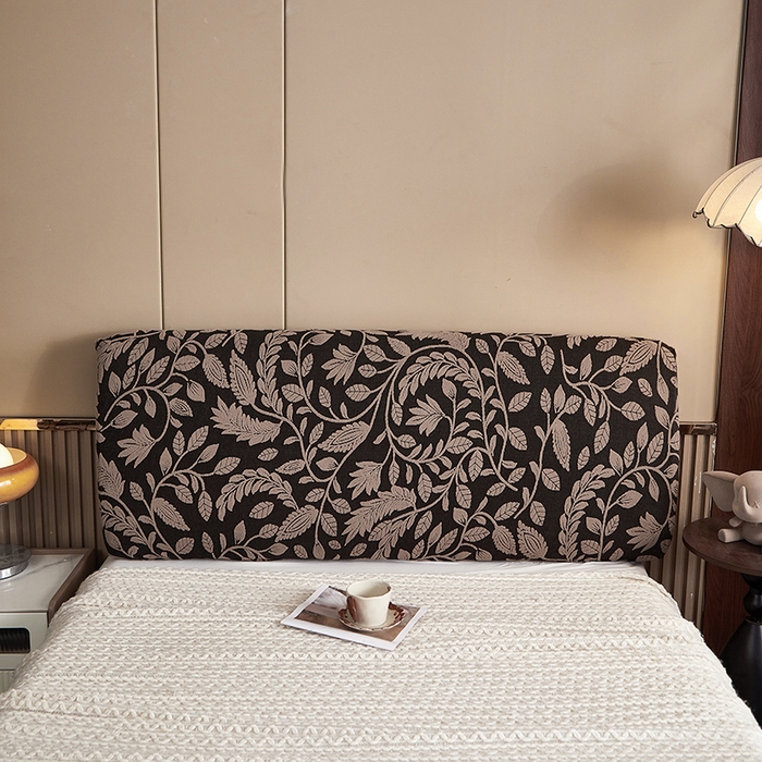 91家纺网 家纺一手货源 找家纺 逐日沙发套 2026新款提花系列-床头罩 素奢柳韵-卡其色