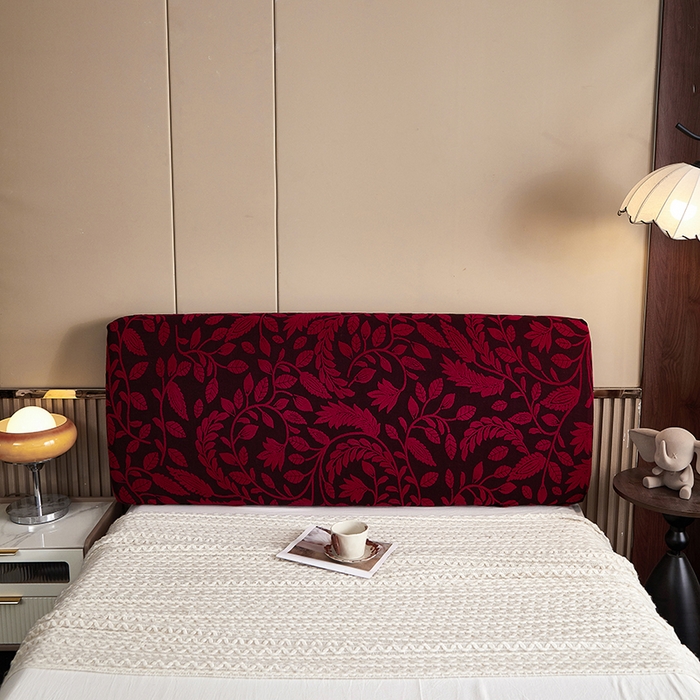 91家纺网 家纺一手货源 找家纺 逐日沙发套 2026新款提花系列-床头罩 素奢柳韵-大气红