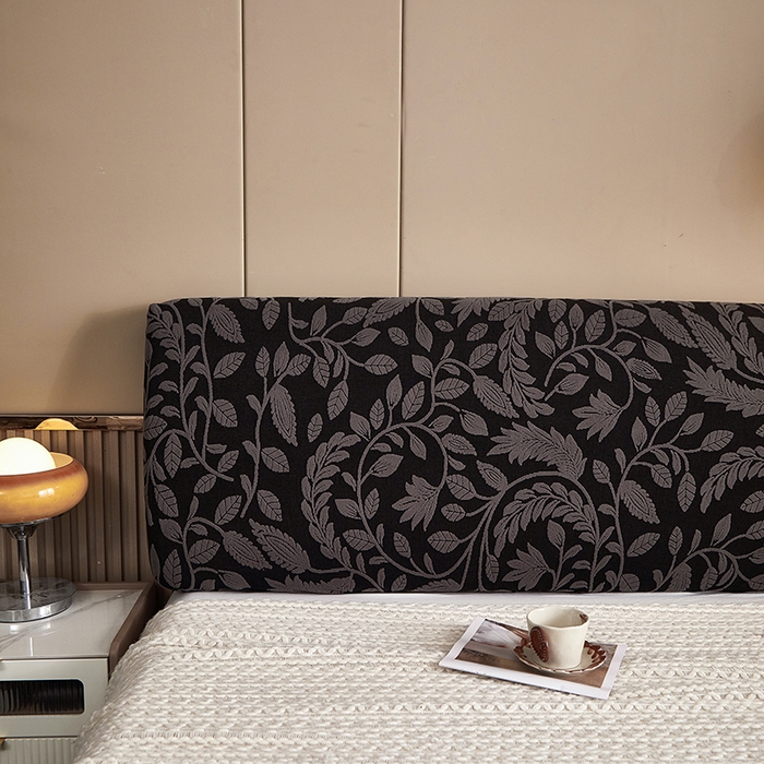 91家纺网 家纺一手货源 找家纺 逐日沙发套 2026新款提花系列-床头罩 素奢柳韵-碳石灰