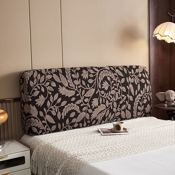 91家纺网 家纺一手货源 找家纺 逐日沙发套 2026新款提花系列-床头罩 素奢柳韵-卡其色