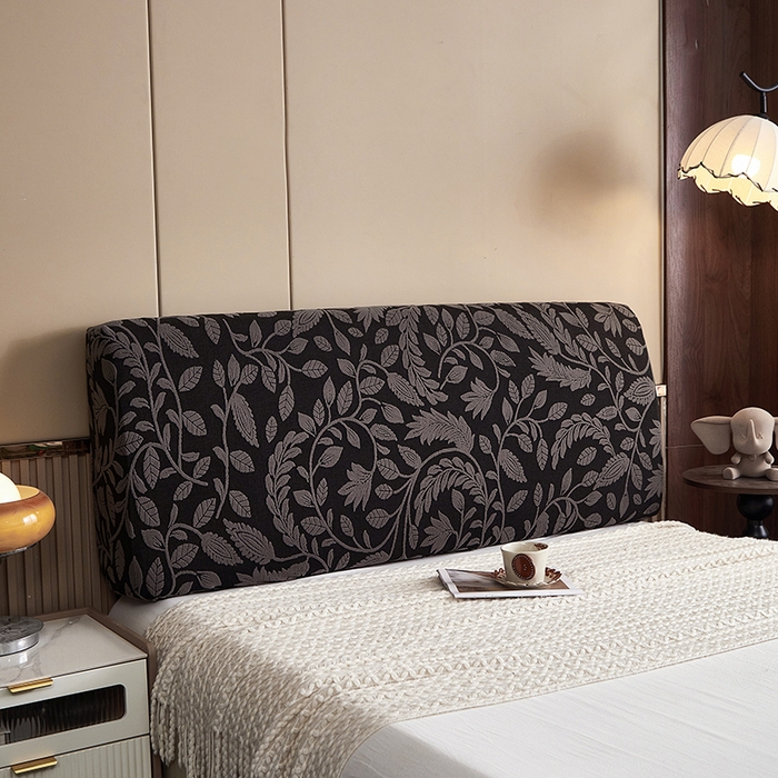 91家纺网 家纺一手货源 找家纺 逐日沙发套 2026新款提花系列-床头罩 素奢柳韵-碳石灰