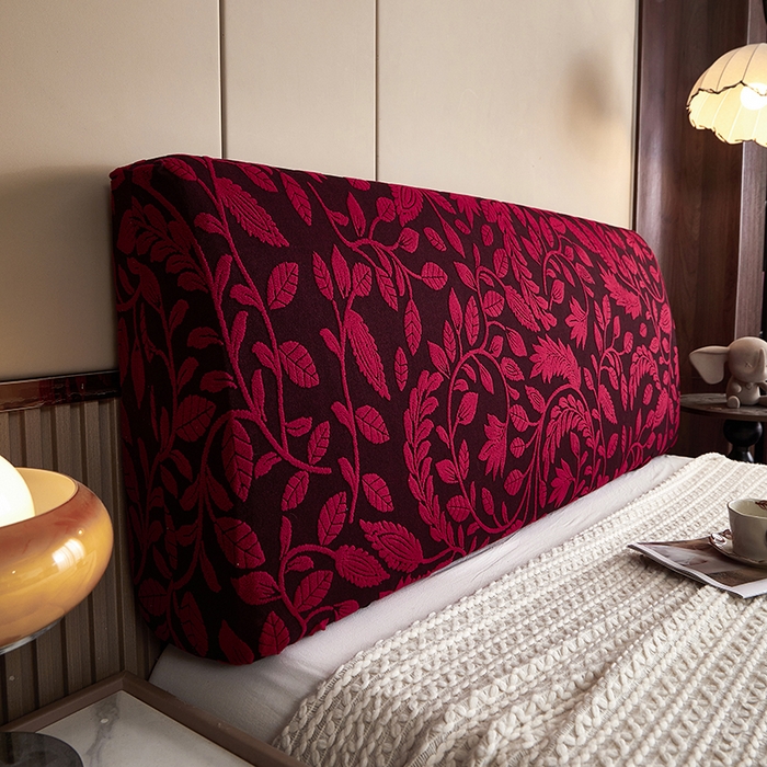 91家纺网 家纺一手货源 找家纺 逐日沙发套 2026新款提花系列-床头罩 素奢柳韵-大气红