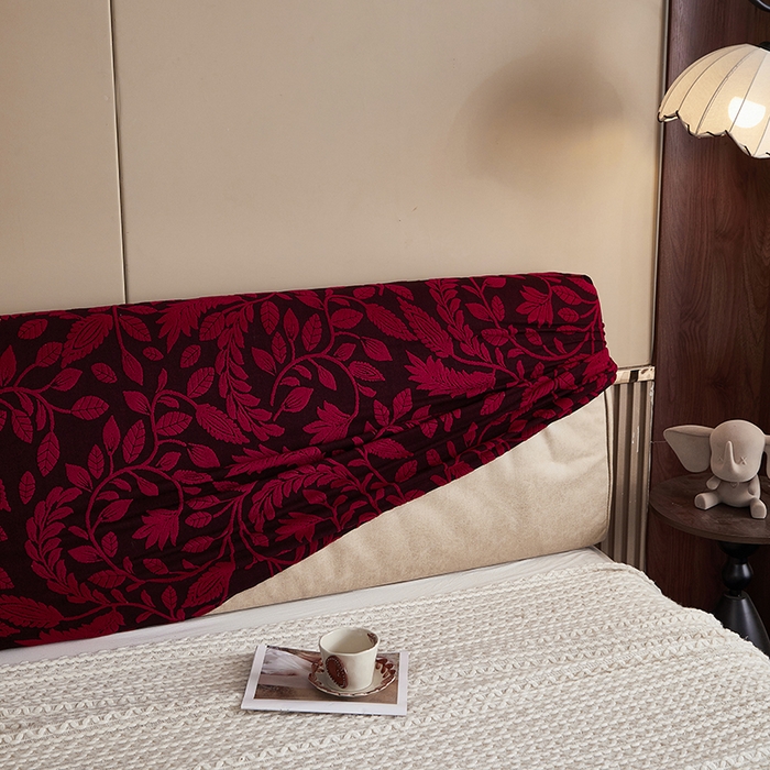 91家纺网 家纺一手货源 找家纺 逐日沙发套 2026新款提花系列-床头罩 素奢柳韵-大气红