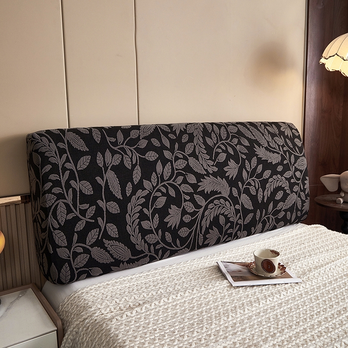 91家纺网 家纺一手货源 找家纺 逐日沙发套 2026新款提花系列-床头罩 素奢柳韵-碳石灰