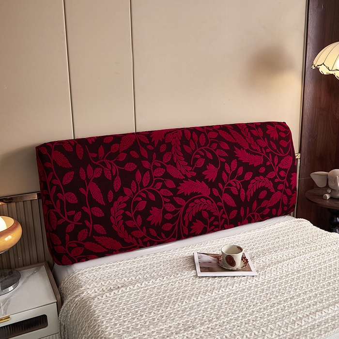 91家纺网 家纺一手货源 找家纺 逐日沙发套 2026新款提花系列-床头罩 素奢柳韵-大气红
