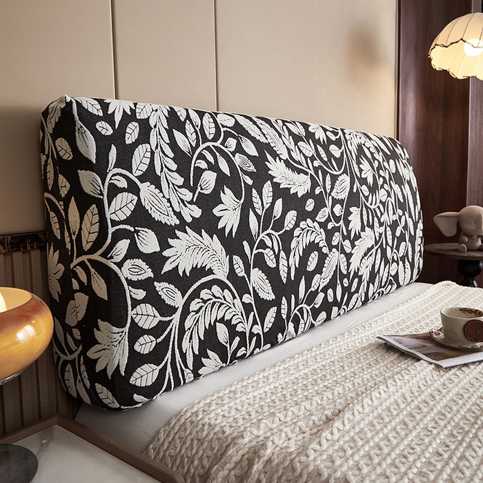 91家纺网 家纺一手货源 找家纺 逐日沙发套 2026新款提花系列-床头罩 素奢柳韵-月光白