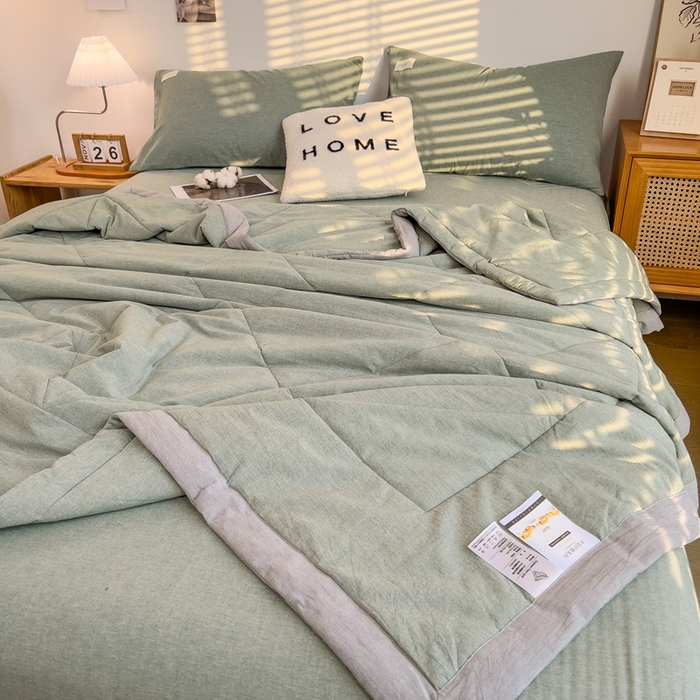 91家纺网 家纺一手货源 找家纺 宝士康家纺 2026新款10A抗菌无印风单夏被/夏被四件套 被子被芯 薄荷绿