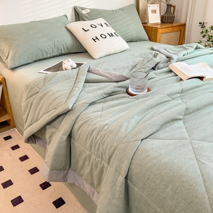 91家纺网 家纺一手货源 找家纺 宝士康家纺 2026新款10A抗菌无印风单夏被/夏被四件套 被子被芯 薄荷绿