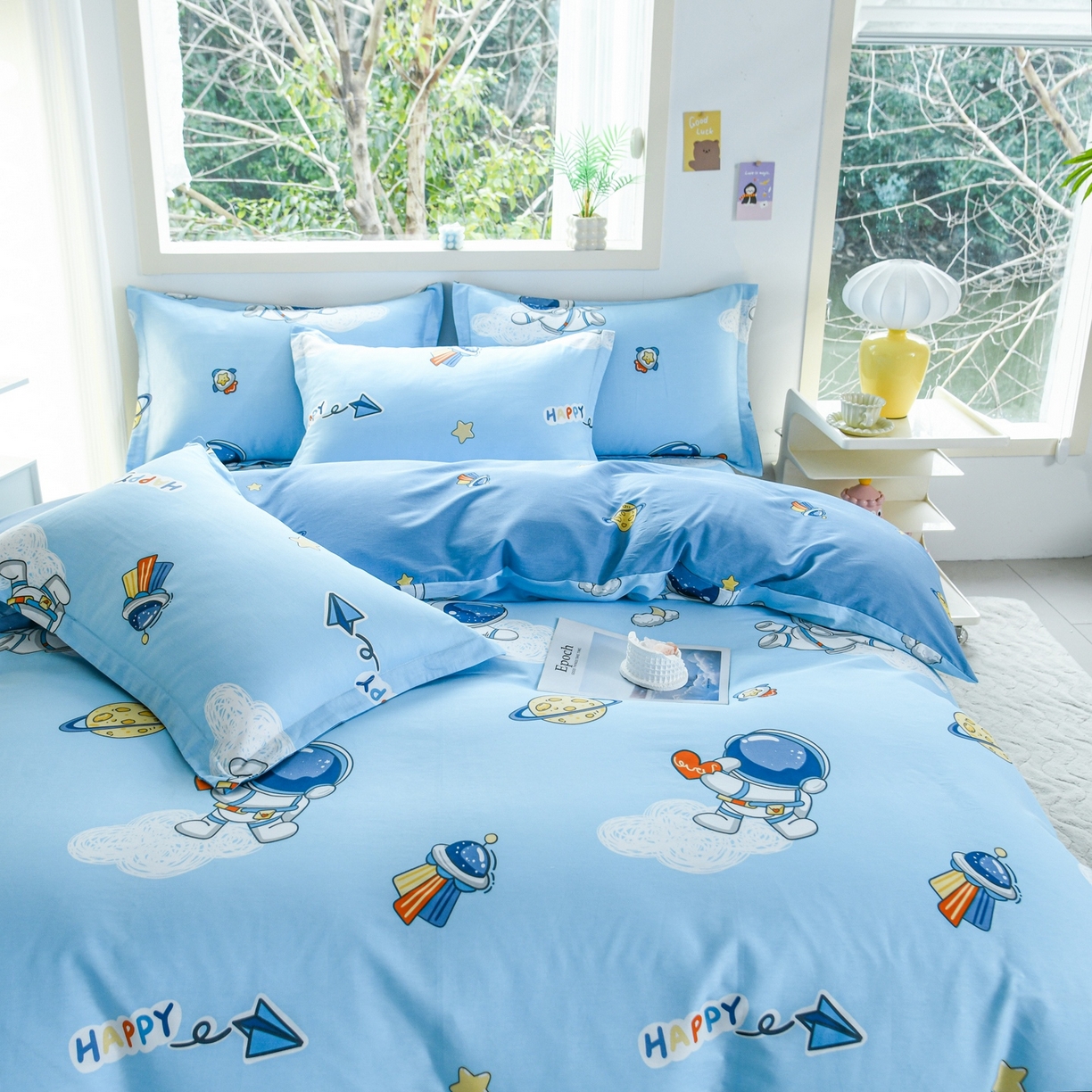 91家纺网 家纺一手货源 找家纺 缘舒家纺 2026新款全棉纯棉印花单被套被套单件 卡通类-太空奇遇-大板