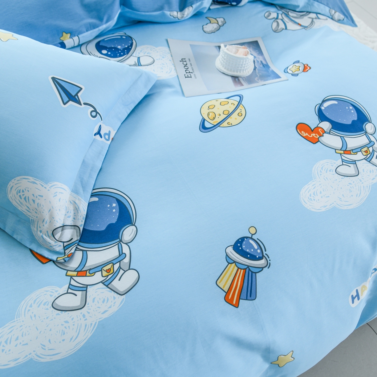 91家纺网 家纺一手货源 找家纺 缘舒家纺 2026新款全棉纯棉印花单被套被套单件 卡通类-太空奇遇-大板