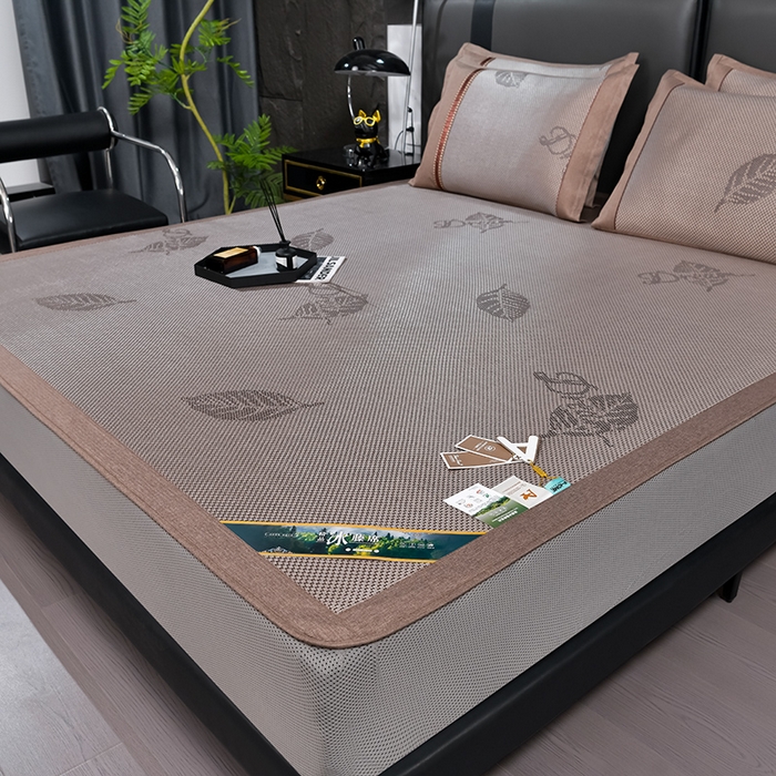 91家纺网 家纺一手货源 找家纺 小牛席业 202新款加厚款-叶语冰藤席系列（床笠款）凉席藤席冰藤席冰丝席竹席草席空调席乳胶席豆豆席 加厚款-叶语冰藤席系列床笠款-香槟