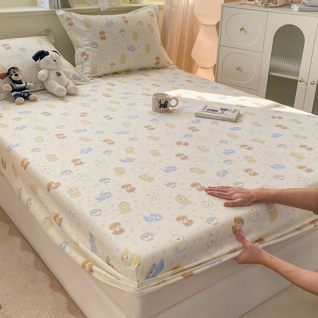 91家纺网 家纺一手货源 找家纺 女子家纺 2026新款全棉纯棉印花小清新系列单床笠单品床笠床笠单件 童趣绘彩