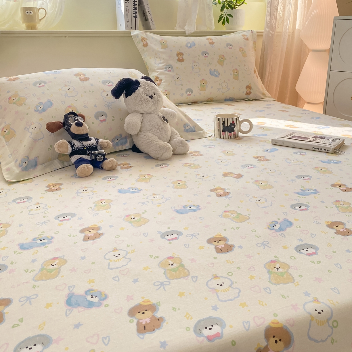 91家纺网 家纺一手货源 找家纺 女子家纺 2026新款全棉纯棉印花小清新系列单床笠单品床笠床笠单件 童趣绘彩