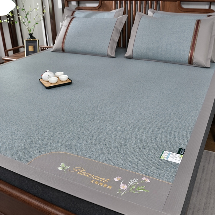 91家纺网 家纺一手货源 找家纺 小牛席业 2026新款加厚款-艾草清香养生席系列（全藤席面） 加厚款-艾草清香养生席（冰蓝）
