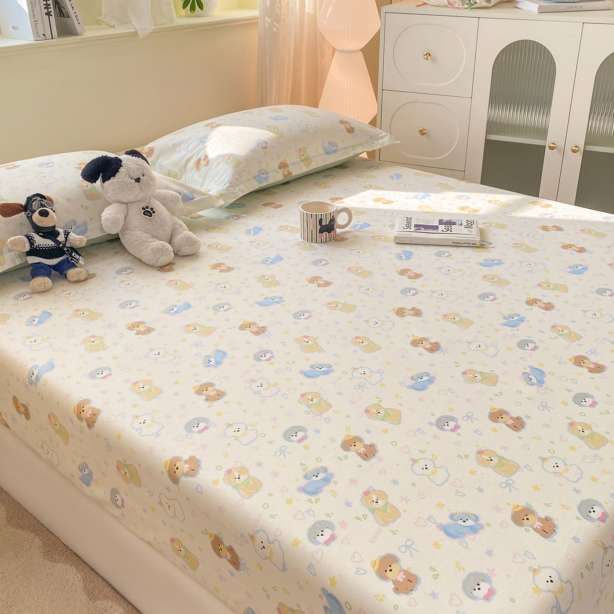 91家纺网 家纺一手货源 找家纺 女子家纺 2026新款全棉纯棉印花小清新系列单床笠单品床笠床笠单件 童趣绘彩