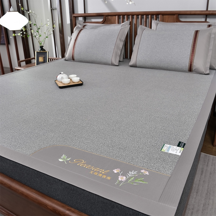 91家纺网 家纺一手货源 找家纺 小牛席业 2026新款加厚款-艾草清香养生席系列（全藤席面） 加厚款-艾草清香养生席（灰色）