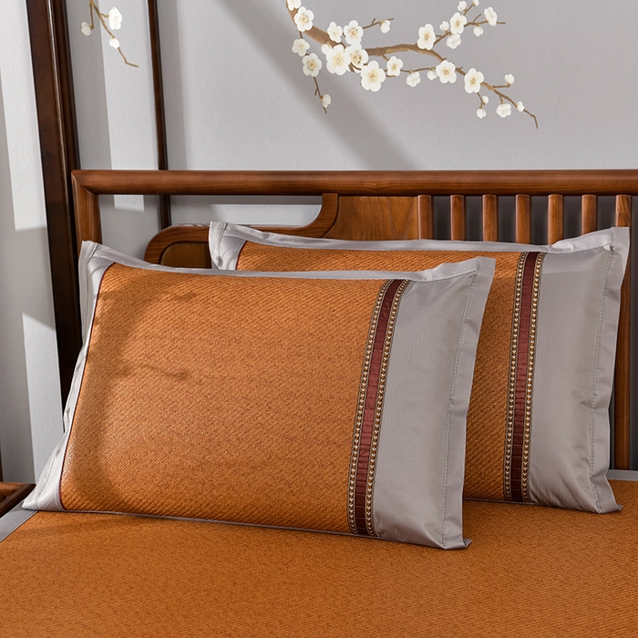 91家纺网 家纺一手货源 找家纺 小牛席业 2026新款加厚款-艾草清香养生席系列（全藤席面） 加厚款-艾草清香养生席（红棕）