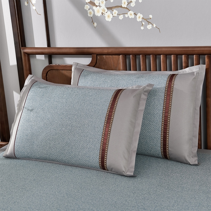 91家纺网 家纺一手货源 找家纺 小牛席业 2026新款加厚款-艾草清香养生席系列（全藤席面） 加厚款-艾草清香养生席（冰蓝）