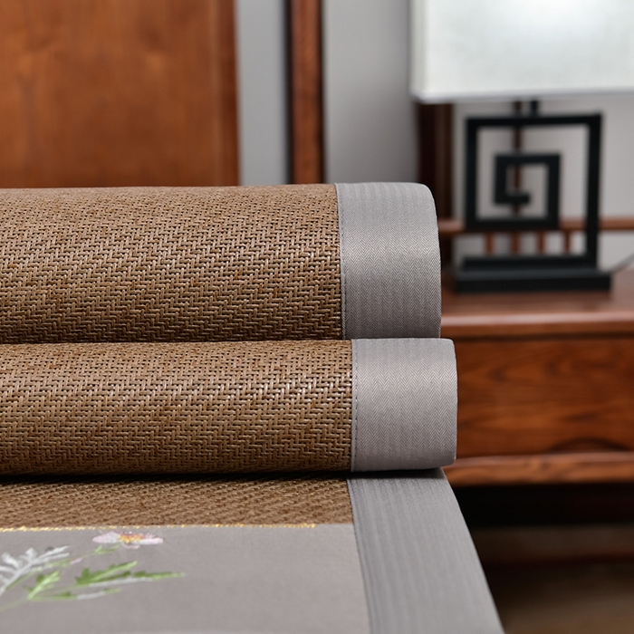 91家纺网 家纺一手货源 找家纺 小牛席业 2026新款加厚款-艾草清香养生席系列（全藤席面） 加厚款-艾草清香养生席（浅咖）