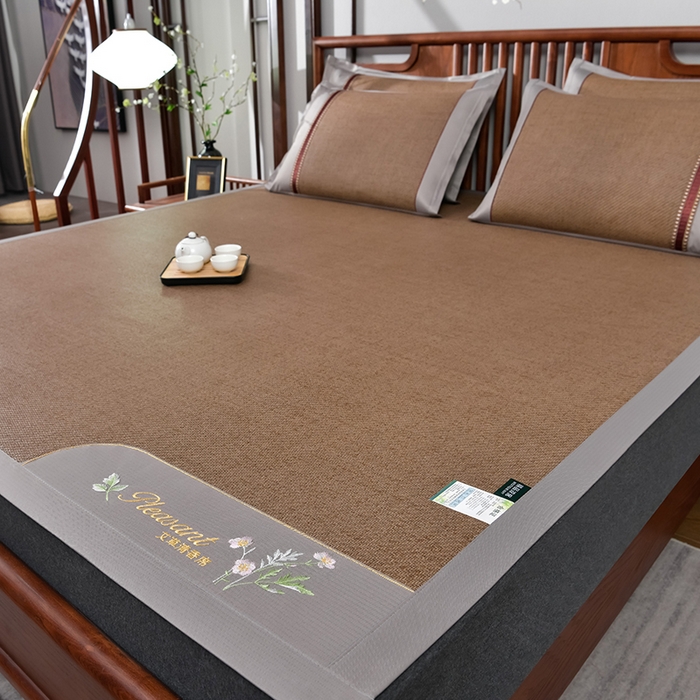 小牛席业 2026新款加厚款-艾草清香养生席系列（全藤席面） 加厚款-艾草清香养生席（浅咖）