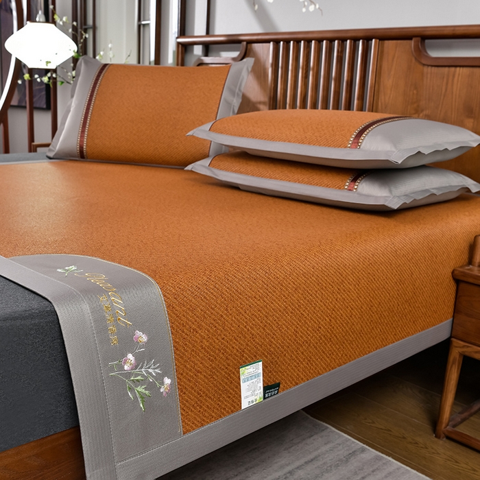 91家纺网 家纺一手货源 找家纺 小牛席业 2026新款加厚款-艾草清香养生席系列（全藤席面） 加厚款-艾草清香养生席（红棕）