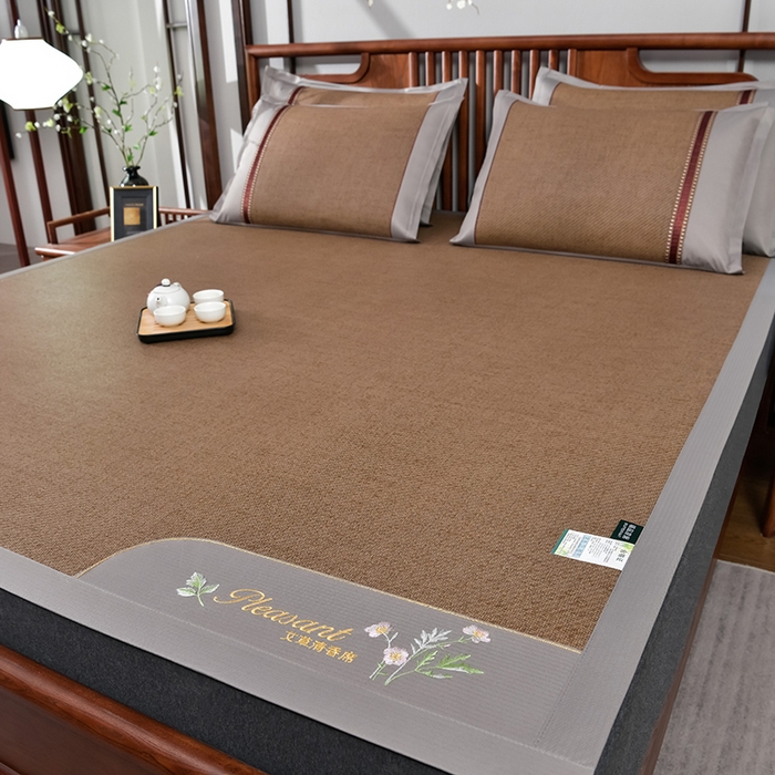 91家纺网 家纺一手货源 找家纺 小牛席业 2026新款加厚款-艾草清香养生席系列（全藤席面） 加厚款-艾草清香养生席（浅咖）