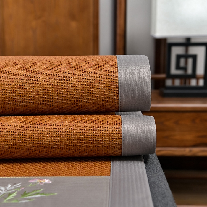 91家纺网 家纺一手货源 找家纺 小牛席业 2026新款加厚款-艾草清香养生席系列（全藤席面） 加厚款-艾草清香养生席（红棕）