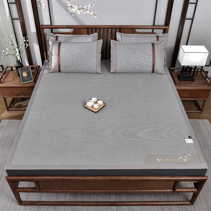 91家纺网 家纺一手货源 找家纺 小牛席业 2026新款加厚款-艾草清香养生席系列（全藤席面） 加厚款-艾草清香养生席（灰色）