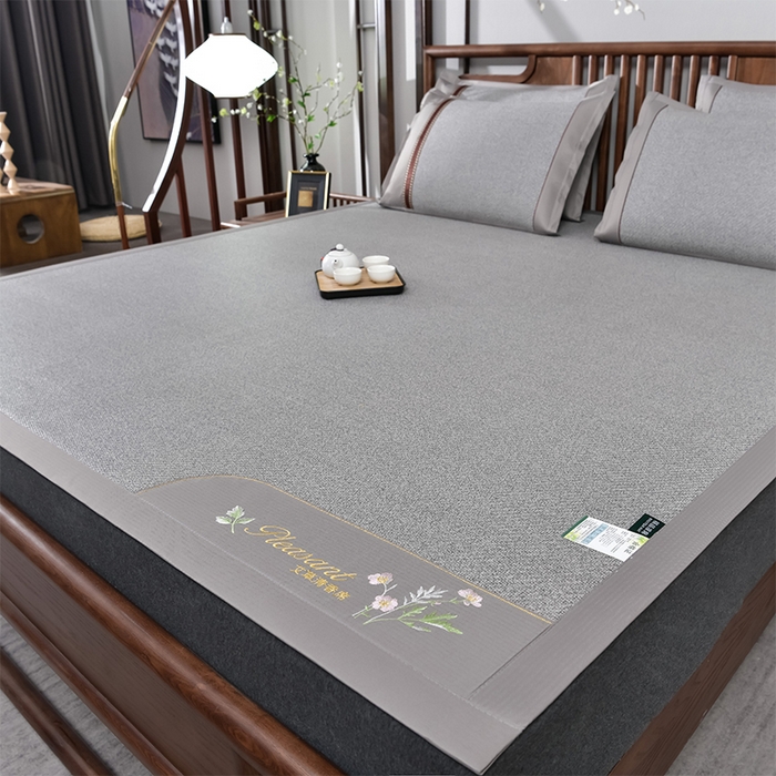 91家纺网 家纺一手货源 找家纺 小牛席业 2026新款加厚款-艾草清香养生席系列（全藤席面） 加厚款-艾草清香养生席（灰色）